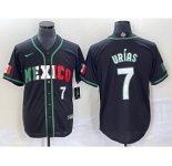 Men's Mexico Baseball #7 Julio Urias Number 2023 Black White World Classic Stitched Jersey5