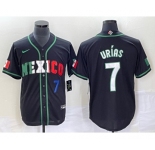 Men's Mexico Baseball #7 Julio Urias Number 2023 Black White World Classic Stitched Jersey6