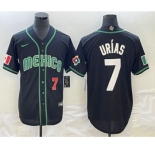 Men's Mexico Baseball #7 Julio Urias Number 2023 Black White World Classic Stitched Jersey