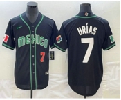 Men's Mexico Baseball #7 Julio Urias Number 2023 Black White World Classic Stitched Jersey