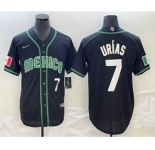 Men's Mexico Baseball #7 Julio Urias Number 2023 Black White World Classic Stitched Jerseys