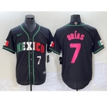 Men's Mexico Baseball #7 Julio Urias Number 2023 Black World Baseball Classic Stitched Jersey
