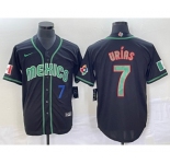 Men's Mexico Baseball #7 Julio Urias Number 2023 Black World Classic Stitched Jersey2