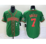 Men's Mexico Baseball #7 Julio Urias Number 2023 Green World Classic Stitched Jersey13