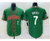 Men's Mexico Baseball #7 Julio Urias Number 2023 Green World Classic Stitched Jersey1