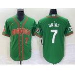 Men's Mexico Baseball #7 Julio Urias Number 2023 Green World Classic Stitched Jersey5