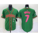 Men's Mexico Baseball #7 Julio Urias Number 2023 Green World Classic Stitched Jersey7