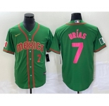 Men's Mexico Baseball #7 Julio Urias Number 2023 Green World Classic Stitched Jersey9