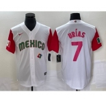 Men's Mexico Baseball #7 Julio Urias Number 2023 White Red World Classic Stitched Jersey 31