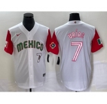 Men's Mexico Baseball #7 Julio Urias Number 2023 White Red World Classic Stitched Jersey 45