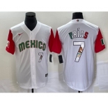 Men's Mexico Baseball #7 Julio Urias Number 2023 White Red World Classic Stitched Jersey13