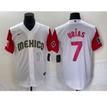Men's Mexico Baseball #7 Julio Urias Number 2023 White Red World Classic Stitched Jersey25