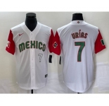 Men's Mexico Baseball #7 Julio Urias Number 2023 White Red World Classic Stitched Jersey54