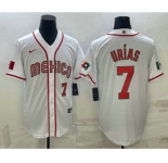 Men's Mexico Baseball #7 Julio Urias Number 2023 White World Baseball Classic Stitched Jersey2