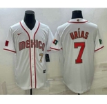 Men's Mexico Baseball #7 Julio Urias Number 2023 White World Baseball Classic Stitched Jersey3