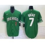 Men's Mexico Baseball #7 Julio Urias Number Green 2023 World Baseball Classic Stitched Jersey 1