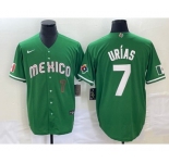 Men's Mexico Baseball #7 Julio Urias Number Green 2023 World Baseball Classic Stitched Jersey 2