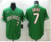 Men's Mexico Baseball #7 Julio Urias Number Green 2023 World Baseball Classic Stitched Jersey