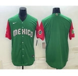 Men's Mexico Baseball Blank 2023 Green World With Patch Classic Stitched Jerseys