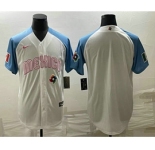 Men's Mexico Baseball Blank 2023 White Blue World Classic Stitched Jersey