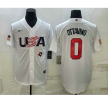 Men's USA Baseball #0 Adam Ottavino 2023 White World Baseball Classic Stitched Jersey