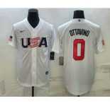 Men's USA Baseball #0 Adam Ottavino 2023 White World Baseball Classic Stitched Jerseys