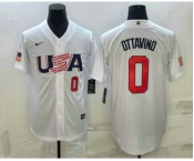 Men's USA Baseball #0 Adam Ottavino Number 2023 White World Baseball Classic Stitched Jersey