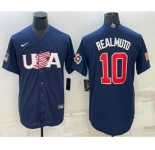 Men's USA Baseball #10 JT Realmuto 2023 Navy World Baseball Classic Stitched Jersey