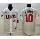 Men's USA Baseball #10 JT Realmuto 2023 White World Baseball Classic Stitched Jerseys
