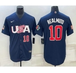 Men's USA Baseball #10 JT Realmuto Number 2023 Navy World Baseball Classic Stitched Jersey