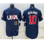 Men's USA Baseball #10 JT Realmuto Number 2023 Navy World Baseball Classic Stitched Jerseys