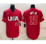 Mens USA Baseball #15 Bobby Witt Jr Number 2023 Red World Baseball Classic Stitched Jersey