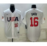 Men's USA Baseball #16 Will Smith Number 2023 White World Baseball Classic Stitched Jersey