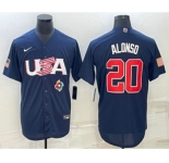Men's USA Baseball #20 Pete Alonso 2023 Navy World Baseball Classic Stitched Jerseys