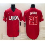 Men's USA Baseball #20 Pete Alonso 2023 Red World Classic Stitched Jersey