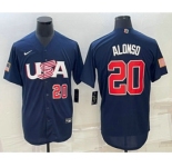 Men's USA Baseball #20 Pete Alonso Number 2023 Navy World Baseball Classic Stitched Jersey