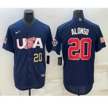 Men's USA Baseball #20 Pete Alonso Number 2023 Navy World Baseball Classic Stitched Jerseys