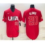 Men's USA Baseball #20 Pete Alonso Number 2023 Red World Classic Stitched Jersey