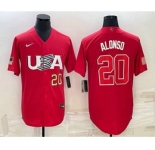 Men's USA Baseball #20 Pete Alonso Number 2023 Red World Classic Stitched Jerseys