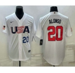Men's USA Baseball #20 Pete Alonso Number 2023 White World Baseball Classic Stitched Jerseys