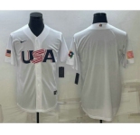 Men's USA Baseball 2023 White World Baseball Blank Classic Replica Stitched Jerseys