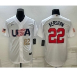 Men's USA Baseball #22 Clayton Kershaw Number 2023 White World Baseball Classic Stitched Jerseys