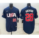 Men's USA Baseball #28 Nolan Arenado Number 2023 Navy World Baseball Classic Stitched Jersey