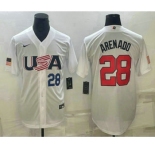 Men's USA Baseball #28 Nolan Arenado Number 2023 White World Baseball Classic Replica Stitched Jerseys