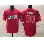 Men's USA Baseball #30 Kyle Tucker 2023 Red World Classic With Patch Stitched Jersey