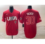 Men's USA Baseball #30 Kyle Tucker 2023 Red World Classic With Patch Stitched Jerseys