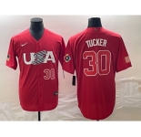 Men's USA Baseball #30 Kyle Tucker Number 2023 Red World Classic With Patch Stitched Jersey1