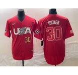 Men's USA Baseball #30 Kyle Tucker Number 2023 Red World Classic With Patch Stitched Jersey