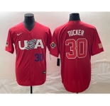 Men's USA Baseball #30 Kyle Tucker Number 2023 Red World Classic With Patch Stitched Jerseys