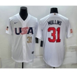 Mens USA Baseball #31 Cedric Mullins Number 2023 White World Classic Stitched Jersey